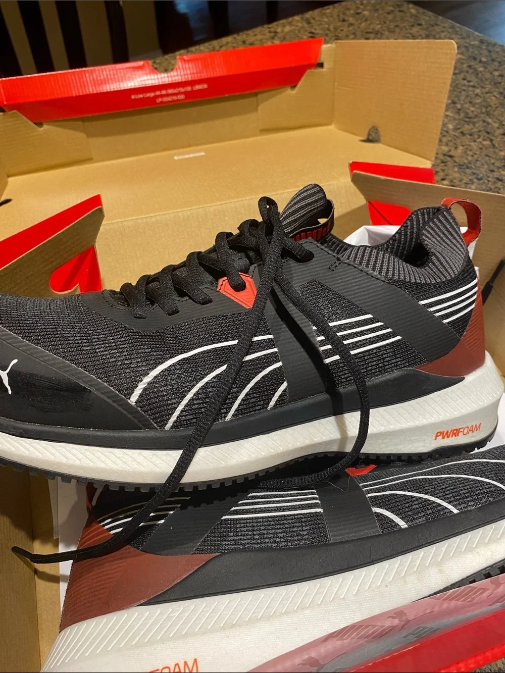 Puma Men’s Black, White & Red Knit composite toe